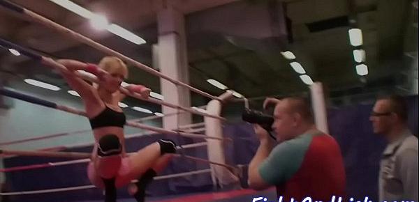  Lesbian orally pleasured in boxing ring